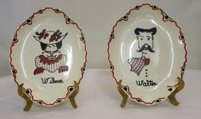 Pair of Vintage Decorative 'walter & Wilma' Plates