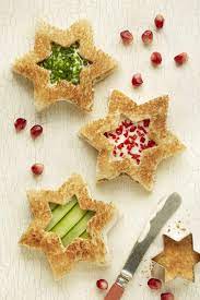 Easy vegan appetizers for christmas that your kids will love!! Christmas Star Sandwiches In The Playroom Christmas Party Food Healthy Christmas Snacks Christmas Tea Party