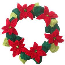 Knitted Poinsettia Christmas Wreath Knitting Pattern For Etsy Christmas Wreaths Christmas Flowers Material Flowers