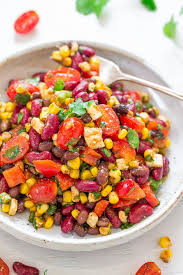 Skinny Mexican Bean Salad With Corn Averie Cooks Recipe Mexican Bean Salad Skinny Mexicans Recipes With Kidney Beans