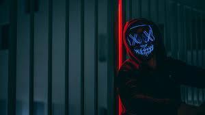 Download and share awesome cool background hd mobile phone wallpapers. 4k Mask Hood Neon Wallpaper 3840x2160