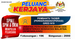 2196 Kekosongan Pembantu Tadbir N19 Dibuka Buat Lepasan Spm Ini Cara Mohon Melalui Spa9 Edu Bestari