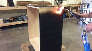 Shou Sugi Ban Charring Red Oak Cabinet By Resawn Timber Co Timber Kitchen Burnt Wood Finish Red Oak