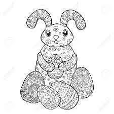 coloriage lapin de paques clip art libres droits vecteurs et illustration image 71536001 fleurs pour adultes imprimable