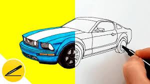 1) draw a rectangle that will define the conditional proportions and boundaries of the chosen drawing. How To Draw A Car Ford Mustang Gt Step By Step