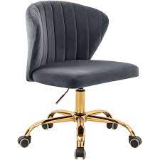 Create a professional environment with these office and conference room chairs. Meridian Furniture Finley Swivel Adjustable Gray Velvet And Gold Office Chair 165grey