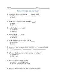 Frosty The Snowman Comprehension By I Dream Of Teaching Tpt