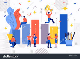 Illustrations Design Concept Business Success Via Growth Graph Chart Small People Working To Graphic Design Business Illustration Design Business Illustration