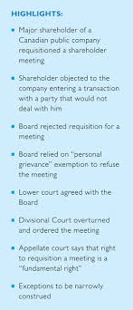 Shareholders Have Fundamental Right To Call Meetings Ontario Appeal Court Rules Insights Dla Piper Global Law Firm