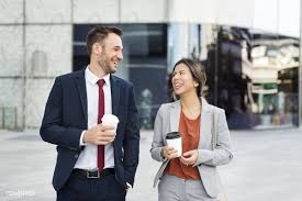 Download Premium Image Of Business Man And Woman Colleagues Having A In 2020 Business Man Business Women Business People