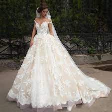 Discount 2019 New Lace Wedding Dresses With A Line Sheer Neck Cap Sleeve Scoop Sheer Neck Appliqued Tulle Sweep Train Bridal Gown Designer Dresses Online Dresse Ball Gowns Wedding Princess Wedding