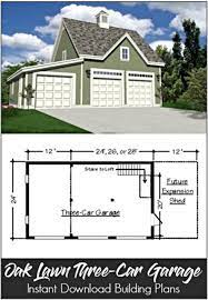 oak lawn two three and four car garage and car barn plans etsy in 2021 garage plans with loft garage building plans garage floor plans