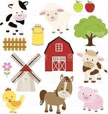 Vector Illustration Of Farm Animals And Related Items Baby Farm Animals Farm Animal Party Farm Animals