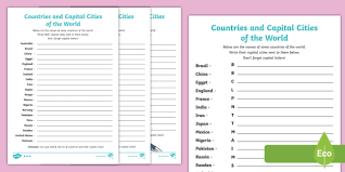 © © all rights reserved. World Countries With Capitals Pdf Teacher Made Resources