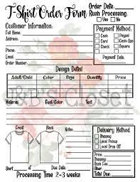 Updated T Shirt Order Form Svg Png Jpg Etsy Shirt Order Order Form Order Form Template