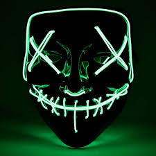 Halloween Purge Mask Light Up Neon Multiple Colours My Festival Friend