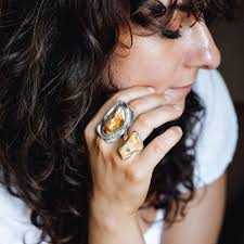 Chunky Baltic Amber Ring Irregular Amber Stone Ring Statement Amber Ring Silver Raw Unpolished Amber Ring Silver Gemstone Ring Gift for Her