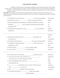A selection of practice questions from the worksheet is included below. Transition Worksheet