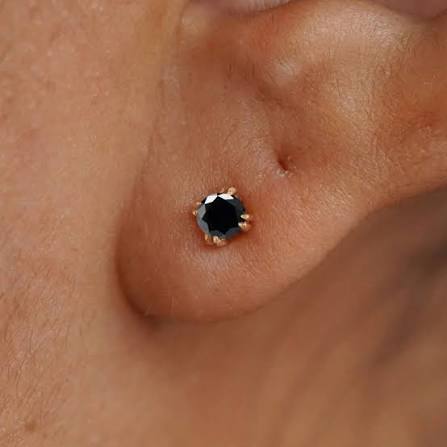Automic Gold Black Diamond Stud | Sustainable Fine Jewelry