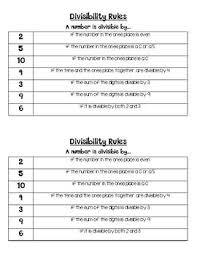 Divisibility Rules Chart Worksheets Teaching Resources Tpt
