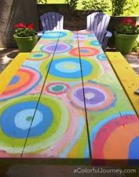 Pretty Painted Picnic Tables Google Search Painted Picnic Tables Picnic Table Decor Kids Picnic Table