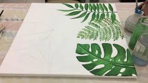 Acrylic On Canvas Painting Tropical Leaves Video Process Youtube Painting Leaves Acrylic Plant Painting Tropical Painting