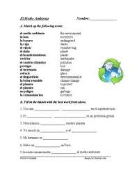 This Worksheet Features Two Parts Matching And Short Answer On Environmental Based Vocabulary Activity Idea Have St Vocab Student Writing Language Resources