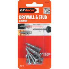 Shop at home improvement outlet for ez anchor lite drywall anchor at an affordable price in the anchors, nails and fasteners department. E Z Ancor Stud Solver 7 X 1 1 4 In Alloy Flat Head Self Drilling Drywall Anchors With Screws 4 Pack 29503 The Home Depot
