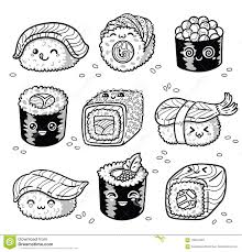 Wir haben für sie die schönsten bilder zum ausmalen ausgewählt. Kawaii Rolls And Sushi Manga Cartoon Set Outline Stock Vector Collection Style Tasty Ese Food Ink Coloring Page Buffet Retaurant Delivery Oihi Ohinko Oguchionyewu