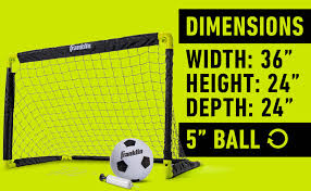 Our goals are available in a variety of materials including pvc, steel and aluminum and sizes range from 3' x 2.5' mini soccer goals up to 24' x 8 full. Amazon Com Franklin Sports Kids Mini Soccer Goal Set Backyard Indoor Mini Net And Ball Set With Pump Portable Folding Youth Soccer Goal Set 36 X 24 Black Sports Outdoors