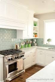 Surf Sea Glass Green Subway Tiling Instant Beach House Style Kitchen Remodel Kitchen Design Home Kitchens
