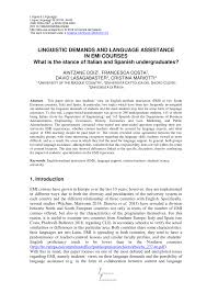 Pdf Linguistic Demands And Language Assistance In Emi Courses What Is The Stance Of Italian And Spanish Undergraduates