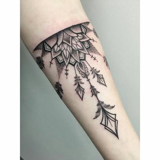 Mandala Tattoo Dotwork | Half mandala tattoo design women arm, Freya hand tattoo, Arm wrap tattoos