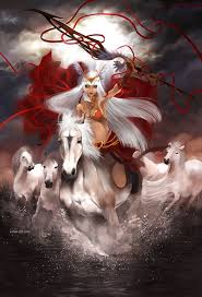 я смотрю в ее глаза и вижу только отражение Female Fantasy Warriors Valkeryrie By Schinn Loong Illustrations Red White Horses Awesome Warcraft Art Fantasy Horses Fantasy Female Warrior