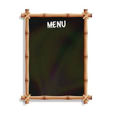 menu board with bamboo frame isolated on white background realistic black chalkboard hanging vector illustration menu clipart board chalk png and vector with in 2021 black chalkboard bamboo frame frame border design