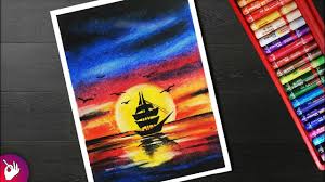 Sunset Scenery Drawing With Oil Pastel For Beginners Step By Step Youtube Oil Pastel Art Oil Pastel Paintings Oil Pastel
