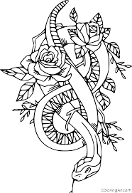 Many snakes have no venom and instead obtain their meals by swallowing their prey or wrapping themselves around it and suffocating it. Snake And Flowers Coloring Page Coloringall