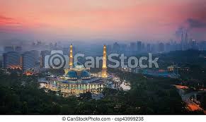 Make social videos in an instant: Masjid Wilayah Persekutuan In Kuala Lumpur City Malaysia In Photo Show Mosque And City In The Mist Background Canstock