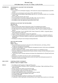 dot net developer resume samples
