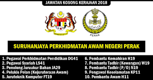 Iklan jawatan kosong terkini dan terbaru dari pelbagai agensi kerajaan dan swasta. Jawatan Kosong 2018 Suruhanjaya Perkhidmatan Awam Negeri Perak Spa Kelayakan Minimum Pmr