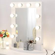 Complete with a defogger and a dimmable touch sensor that hang this mirror above a fireplace, over a sofa, or above your bedroom headboard for a stunning wall accent. Chende 25 6 X 19 7 Inches Hollywood Mirror With Light Bulbs Lighted Vanity Mirror For Wall Makeup With Dimmer And Us Outlet Gloss Aluminum Tabletop Light Up Mirror For Bedroom Vanity Buy Online