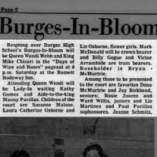 Dona McMurtrie "presented to the court" at Burges High School's  Burges-In-Bloom event.