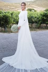 Long Sleeve Bateau Neck Court Train Sheath Column Wedding Dress Wedding Dress Sleeves Column Wedding Dress Elegant Bridal Gown