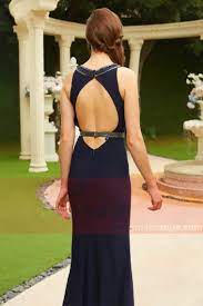 Robe de soirée sans manches près du corps dos nu mariage formelle. Robe De Soiree Bleu Nuit Dos Nu Avec Une Ceinture Bijoux Fendu Sur Le Cote Alain Ref L778 Robes De Gala