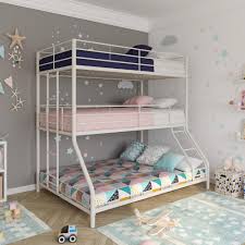 Merax bunk beds twin over full bunk bed with ladder for kids bedroom, white/gray. Dhp Metal Triple Bunk Bed Twin Twin Full White Walmart Com Walmart Com