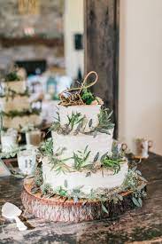 Unique Wooden Cake Topper Natural Wedding Cake Leafy Greens Rustic Stand Melissa Arlena Photography Nature Wedding Wooden Cake Toppers Wedding Cakes