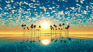 Here we would like to point out a series of the best sunset photos and wallpapers in the universe, that have been created by talented photographers and artists while travelling through every. Hd Wallpaper Sunset Horizon Orange Sky White Clouds Palm Trees Ocean Reflection In Water Desktop Hd Wallpaper For Pc Tablet And Mobile Download 3840 2160 Wallpaper Flare