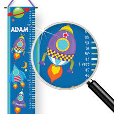 Outer Space Rocket Adventure Kids Personalized Height Growth Chart
