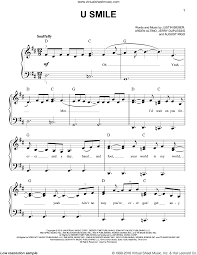 Bieber U Smile Sheet Music For Piano Solo Pdf Interactive