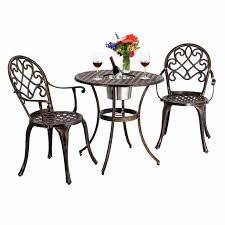 Shop for aluminum patio sets clearance online at target. Clearance European Style Cast Aluminum Outdoor 3 Piece Patio Bistro Set Of Table And Chairs With Ice Bucket Bronze Walmart Com Walmart Com